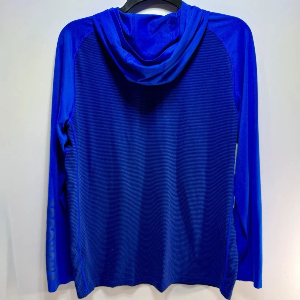 Nike Lacrosse Men's Large Dri-FIT Long Sleeve Lightweight Hoodie Tee Blue - Picture 2 of 9